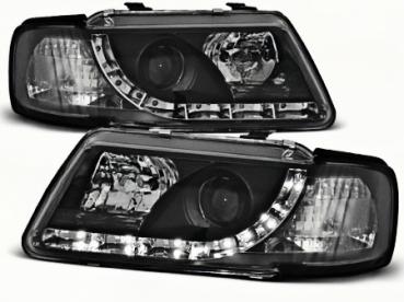 LED Tagfahrlicht Design Scheinwerfer für Audi A3 8L 96-00 schwarz